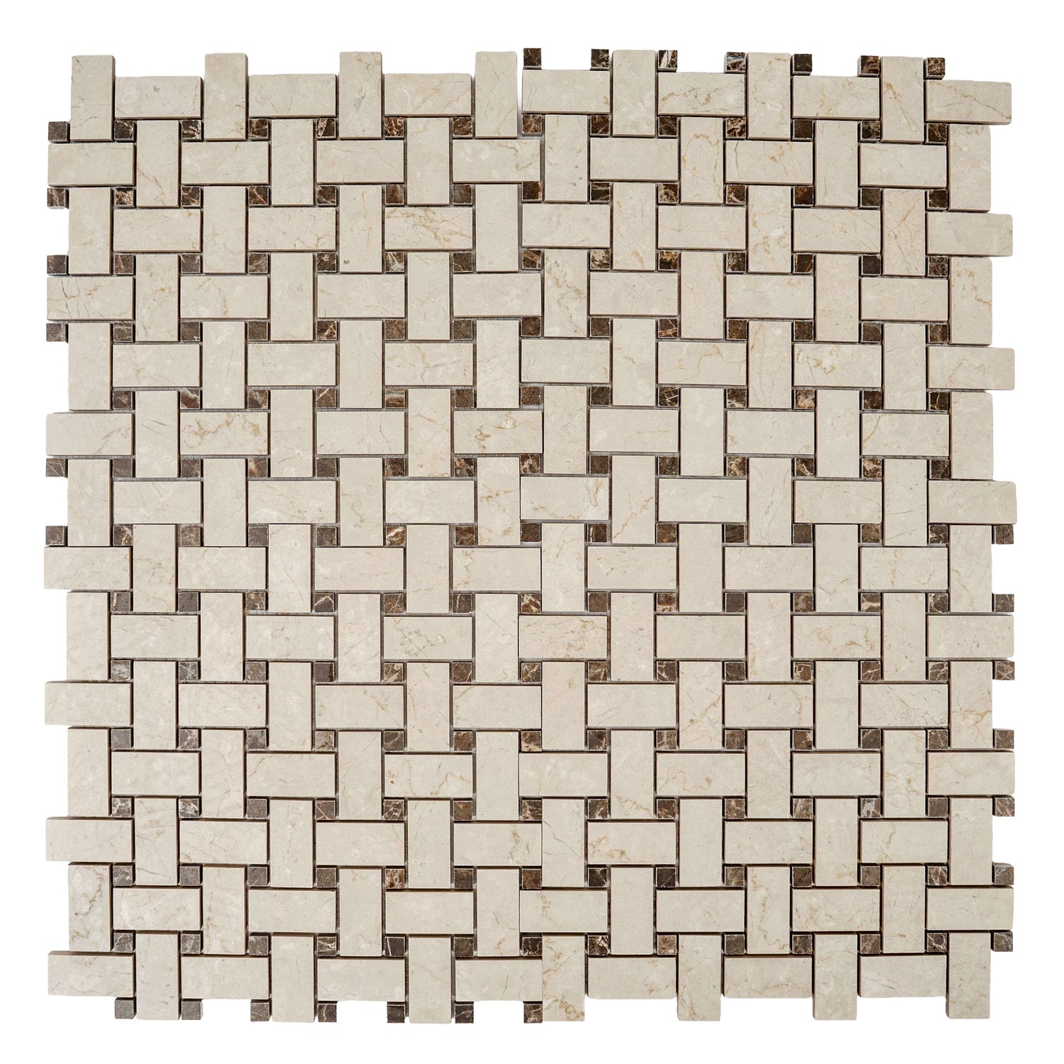 Sample - Beige, Brown 12x12 Matte Gres Porcelain Basketweave Mosaic Tile (5.82 sq ft/case, 6-Pack)