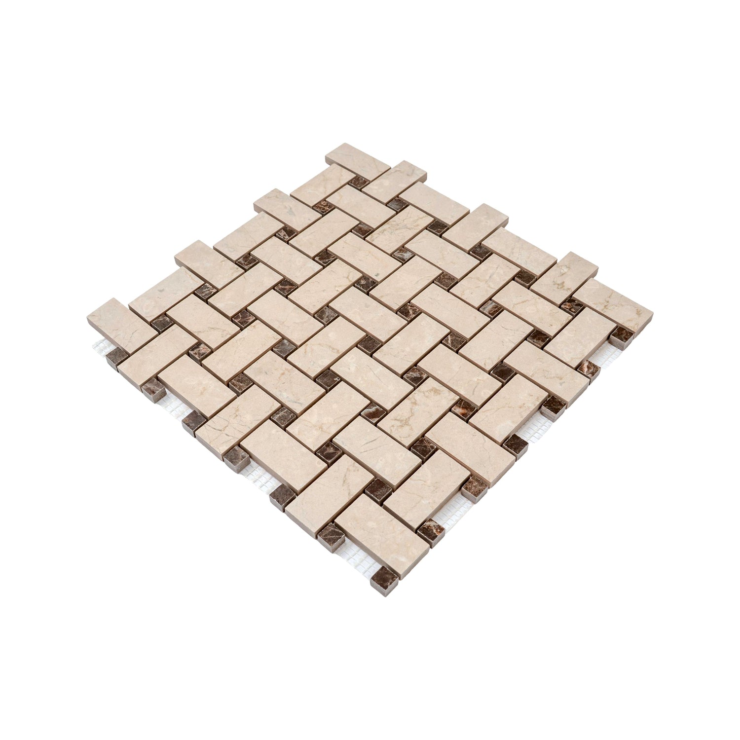 Sample - Beige, Brown 12x12 Matte Gres Porcelain Basketweave Mosaic Tile (5.82 sq ft/case, 6-Pack)