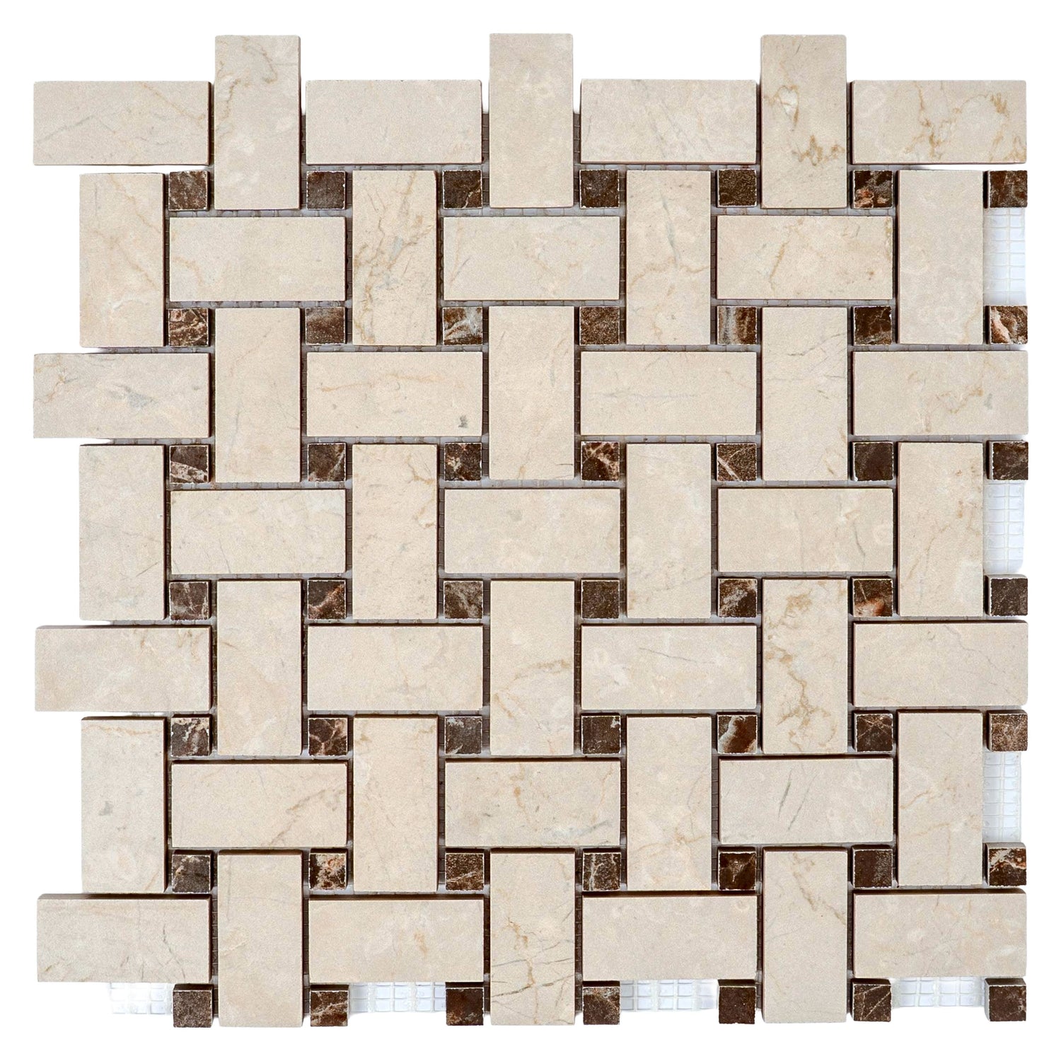 Sample - Beige, Brown 12x12 Matte Gres Porcelain Basketweave Mosaic Tile (5.82 sq ft/case, 6-Pack)