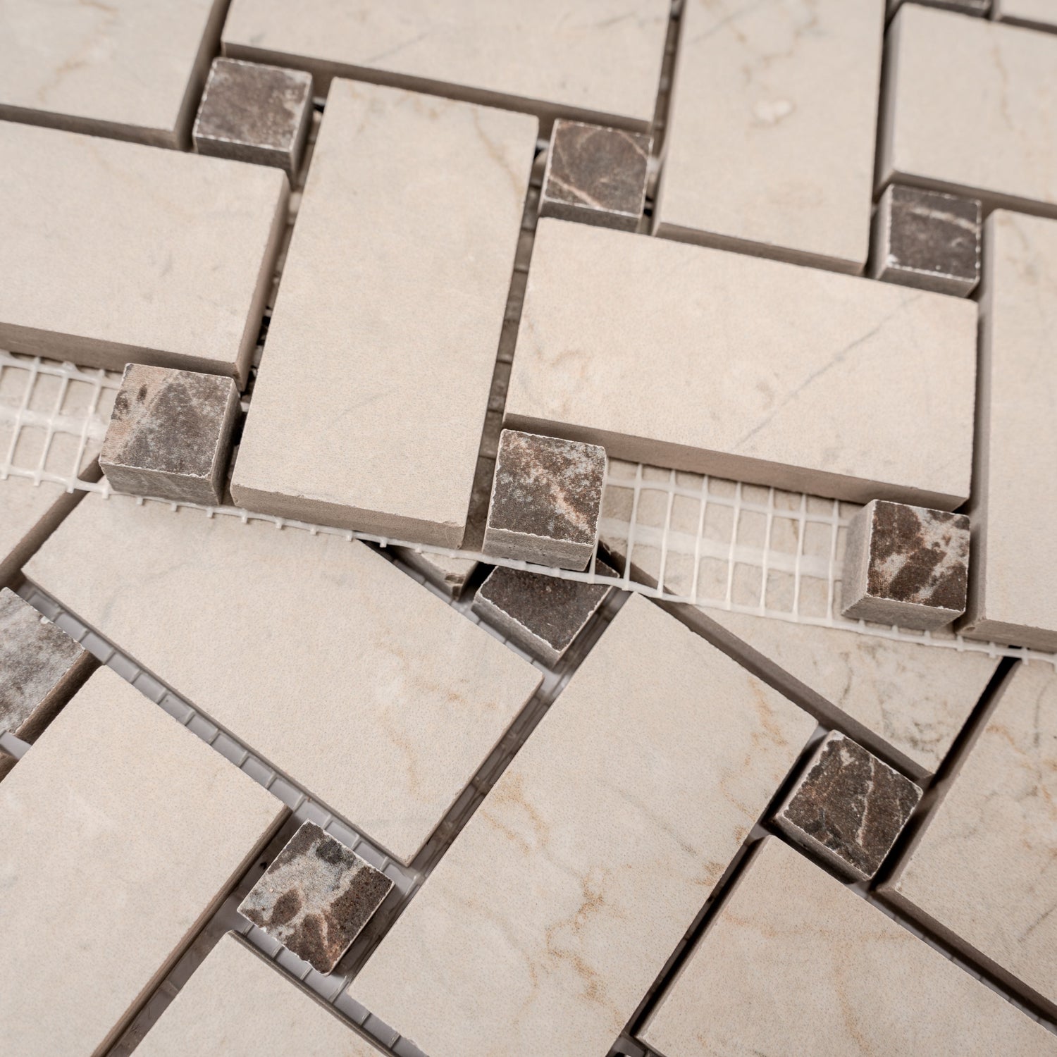 Sample - Beige, Brown 12x12 Matte Gres Porcelain Basketweave Mosaic Tile (5.82 sq ft/case, 6-Pack)