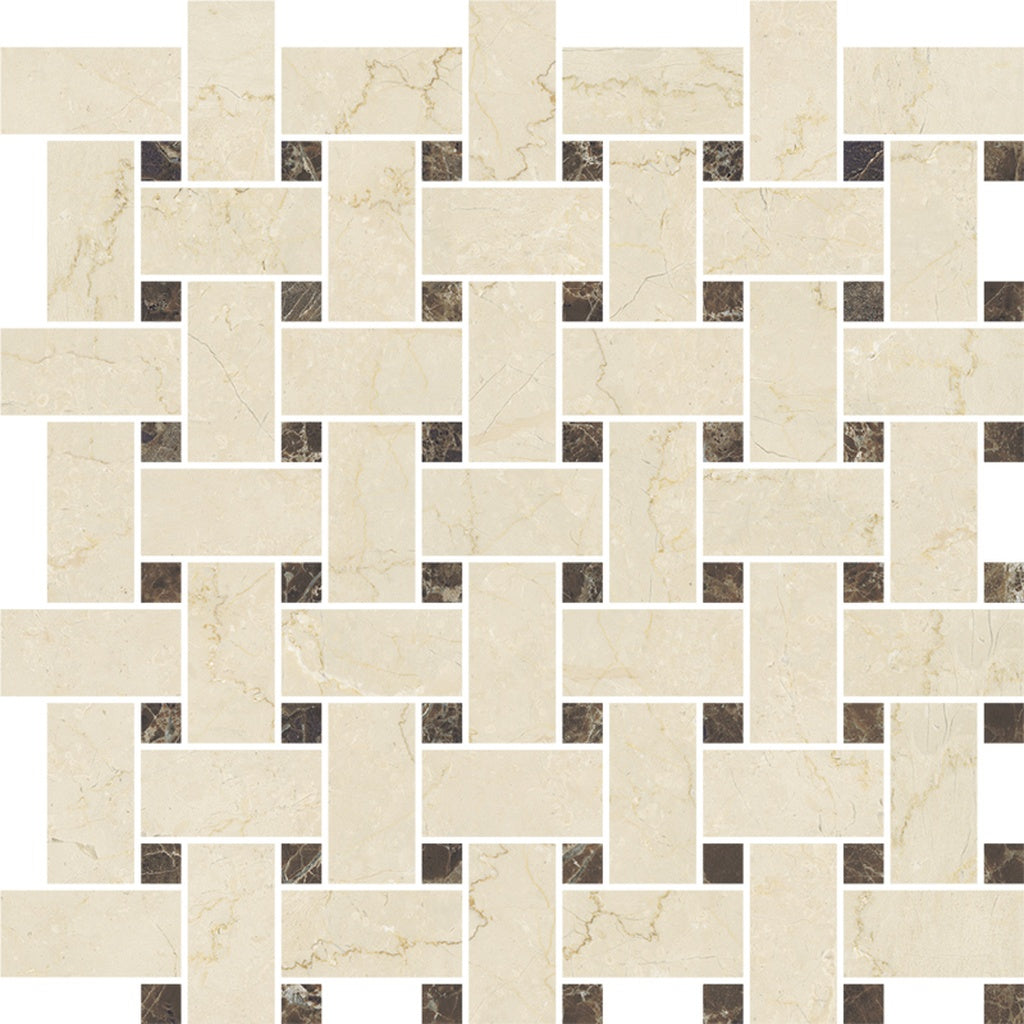 Beige, Brown 12x12 Matte Gres Porcelain Basketweave Mosaic Tile (5.82 sq ft/case, 6-Pack)