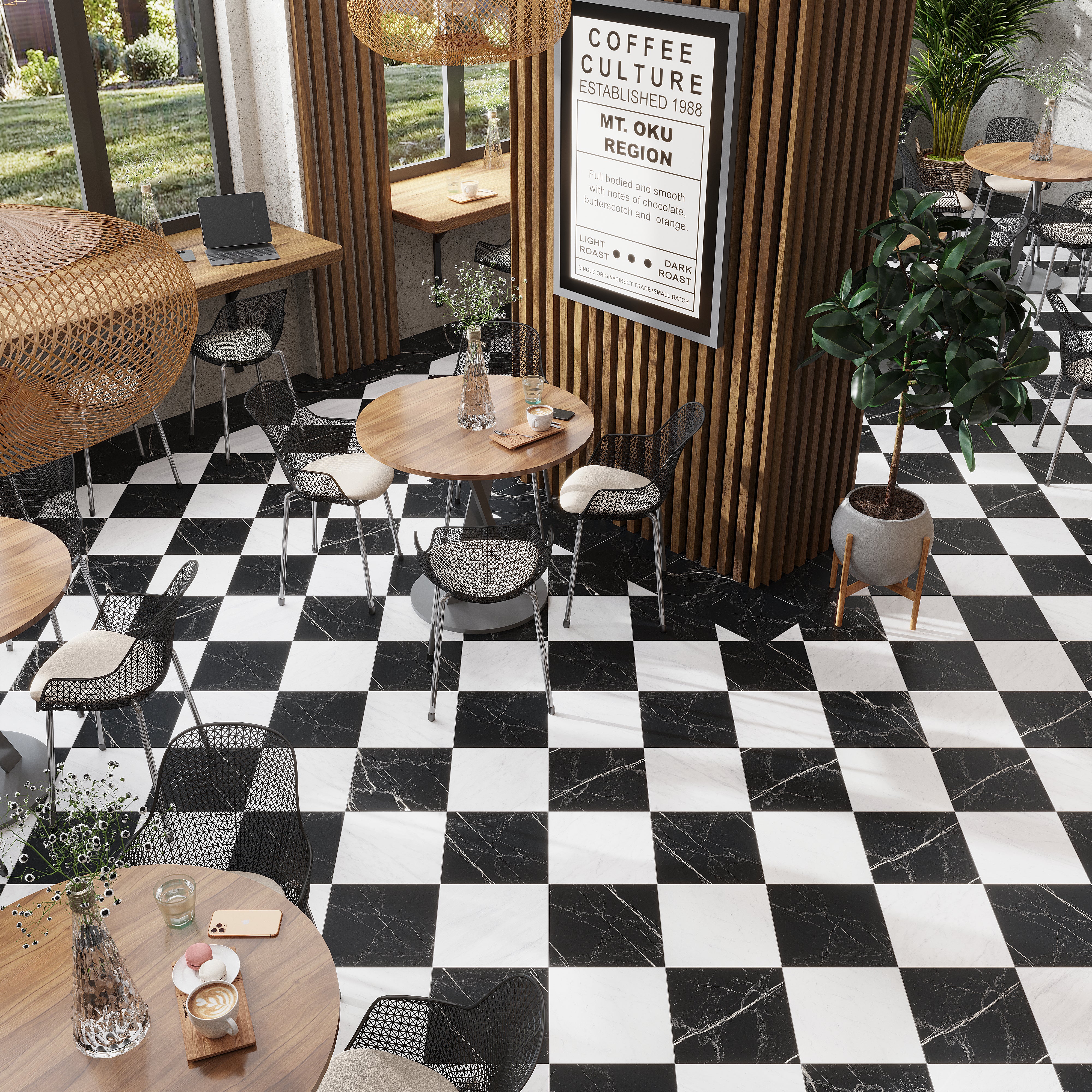 Nero Black 12x12 Matte Marble-look Vein Porcelain Tile (14 pack