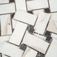 Ivory White, Black 12x12 Matte Gres Porcelain Basketweave Mosaic Tile (5.82 sq ft/case, 6-Pack) - Sample
