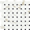 Ivory White, Black 12x12 Matte Gres Porcelain Basketweave Mosaic Tile (5.82 sq ft/case, 6-Pack) - Sample