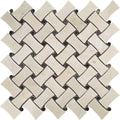 Sample - Beige 11x11 Polished Basketweave Crema Marfil Emperador Dark Marble Mosaic Tile (5 pack, 4.2 sq ft/case)