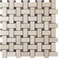 Ivory beige polished crema marfil and emperador dark marble basketweave mosaic tile with 5 pack coverage