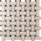 Sample - Ivory Beige 12x12 Polished Crema Marfil, Emperador Dark Marble Basketweave Mosaic tile (5 pack, 5 sq ft/case)