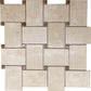 Sand beige polished crema marfil and emperador light marble basketweave mosaic tile with small square accents
