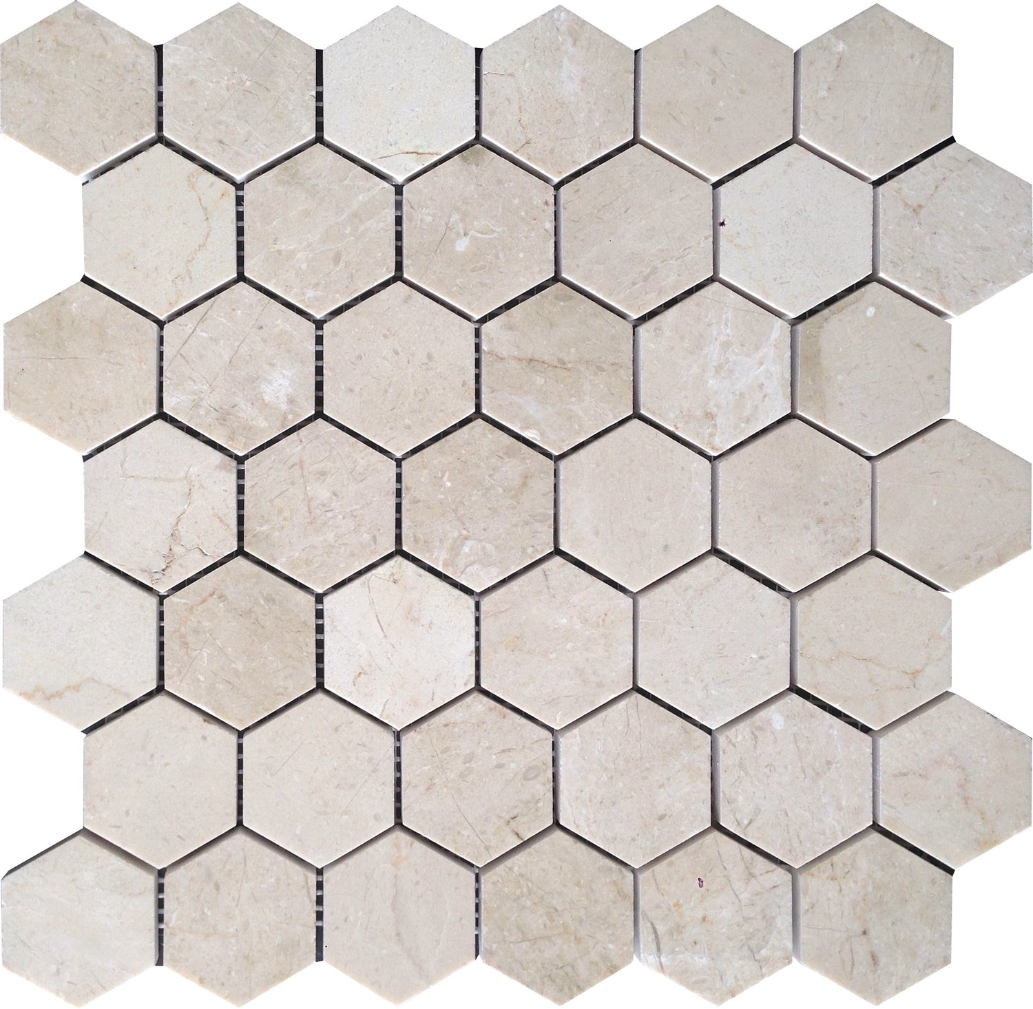 Sample - Stone Beige 12x12 Honed Crema Marfil Marble Hexagon Mosaic tile (5 pack, 4.83 sq ft/case)