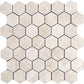 Light beige polished Crema Marfil marble hexagon mosaic tile sheet 12x12 inch