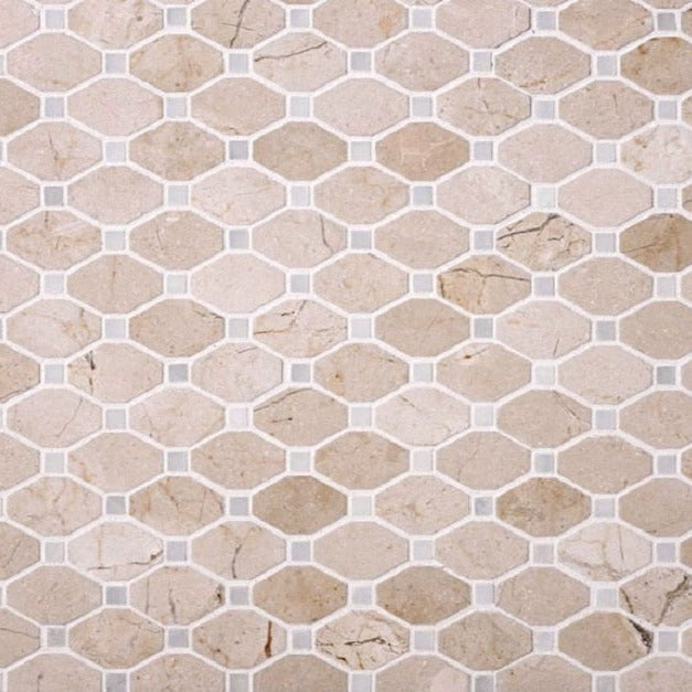 5 pack Beige 12-in x 12-in Polished Natural Stone Marble Octagon Dot Patterned Floor and Wall Tile (5.08 sq ft/case)