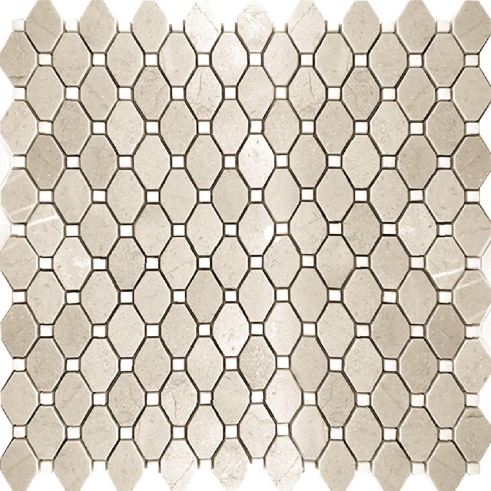 5 pack Beige 12-in x 12-in Polished Natural Stone Marble Octagon Dot Patterned Floor and Wall Tile (5.08 sq ft/case)