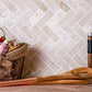 Sample - Ivory Beige 12x12 Polished Crema Marfil Marble Herringbone Mosaic tile (5 pack, 5.29 sq ft/case)