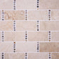 Stone beige polished crema marfil marble brick mosaic tile with small multicolor accent tiles
