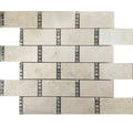 Stone beige polished crema marfil marble brick mosaic tile with small glass spacers