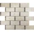 Sample - Stone Beige 12x13 Polished Crema Marfil, Dream Marble Brick Mosaic tile (5 pack, 5.28 sq ft/case)
