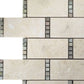Stone beige polished Crema Marfil marble brick mosaic tile with small square accents