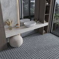 Sample - Charcoal Gray White 12x12 Honed Basketweave Terrazzo Dolomite Limestone Marble Mosaic Tile (5 pack, 5.08 sq ft/case)