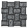 charcoal gray and black terrazzo marble basketweave mosaic tile with honed finish 12x12
