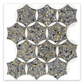 Sample - Gray White 12x13 Honed Star Round Terrazzo Dolomite Marble Mosaic Tile (5 pack, 5.46 sq ft/case)