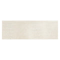 matte alabaster white ceramic tile with subtle wavy textured horizontal lines large format