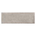 matte stone gray ceramic large format tile with subtle texture and rectified edges in 10x30 inch size