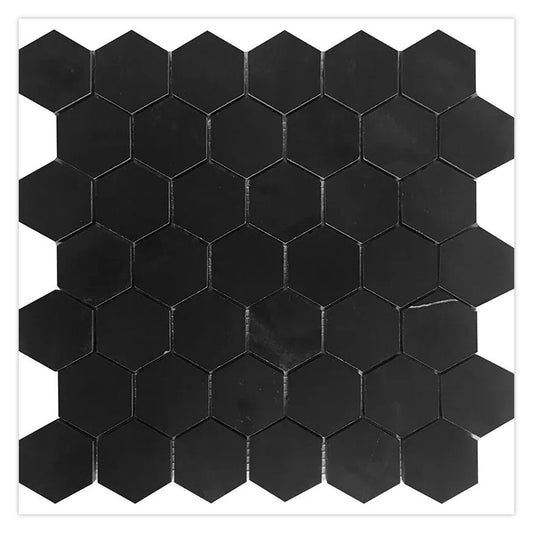 Noir Luxe 11.8 in. x 11.8 in. Honed Jet Black Marble Mosaic Hexagon Wall and Floor Tile (4.83 sq ft/case) - 5 Pack