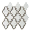 Polished arabesque marble mosaic tile with white Bianco Carrara, wooden grey and Athens grey tones
