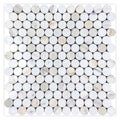 Sample - White Gray 11x12 Polished Penny Round Calacatta Gold Marble Mosaic Tile (5 pack, 4.47 sq ft/case)
