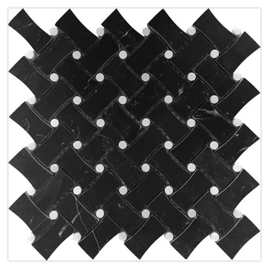 Noir Luxe 11 in. x 11 in. Honed Eastern Black and White Marble Mosaic Basketweave  Wall and Floor Tile (4.2 sq ft/case) - 5 Pack