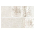 rectangular alabaster white ceramic wall tile with matte finish and subtle distressed geometric patterns