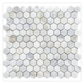 white gray honed Calacatta gold marble mosaic hexagon tiles on mesh sheet for wall and floor