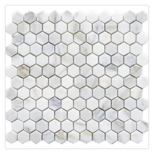 Serena 11.2 in. x 11.7 in. Honed White Gray Marble Mosaic Hexagon Wall and Floor Tile (4.55 sq ft/case) - 5 Pack