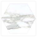 10x10 honed hexagon Calacatta Gold marble tile with white base and gray veining