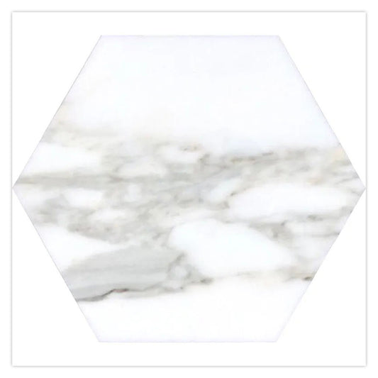 Serena 10 in. x 10 in. Honed White Gray Marble Hexagon Wall and Floor Tile (2.95 sq ft/case) - 5 Pack