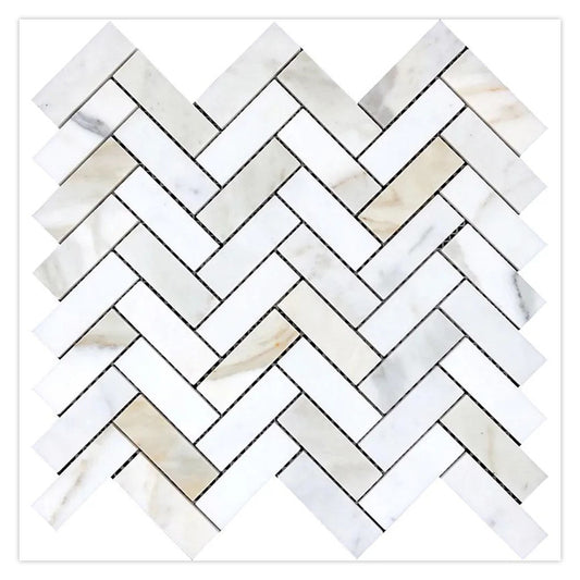 White Gray 12x13 Honed Herringbone Marble Mosaic Tile (5 pack, 5.29 sq ft/case) - Sample