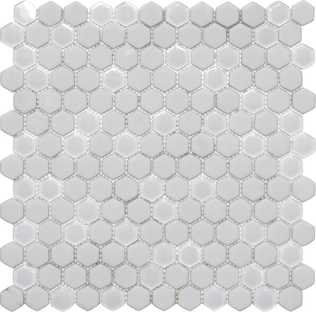 White Glass Hexagon Tiles