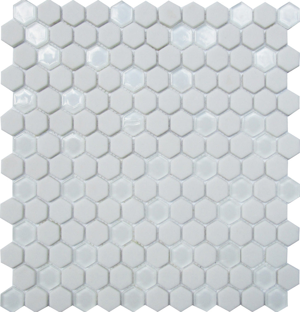 White Glass Hexagon Tile