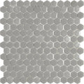 Gray 12x12 inch matte and glossy recycled glass hexagon mosaic tile sheet