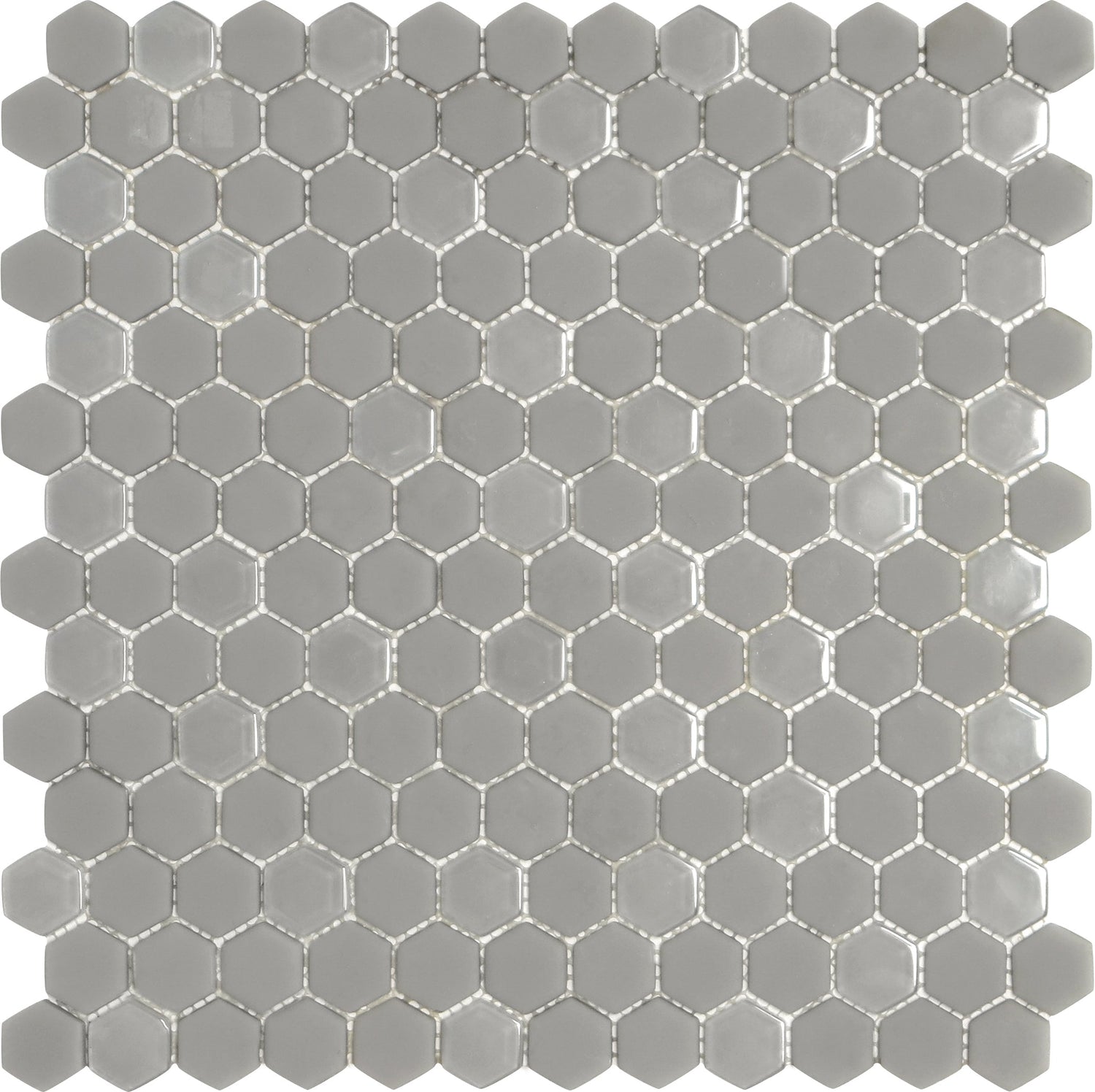 Sample - Gray 12x12 Matte, Glossy Recycled Glass Hexagon Mosaic tile (5 pack, 4.92 sq ft/case)