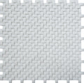 Chiffon white matte recycled glass basketweave mosaic tile 12x12 inch sheet in soft white tone