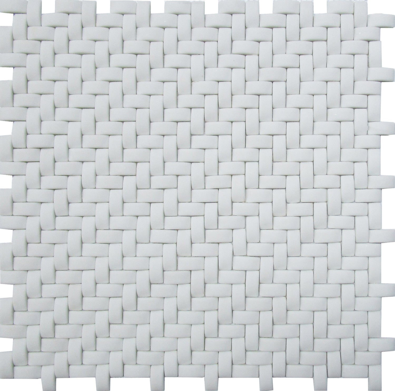 Chiffon White 12x12 Matte Recycled Glass Basketweave Mosaic tile (5 pack, 4.79 sq. ft./case) - Sample