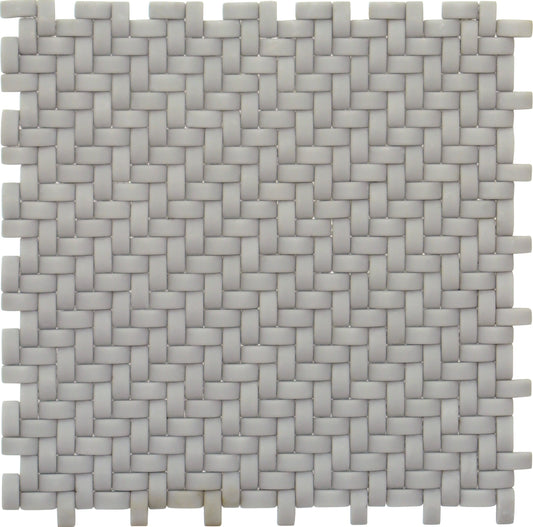 Sample-Fossil Gray 12x12 Matte Recycled Glass Basketweave Mosaic tile (5 pack, 4.79 sq ft/case)