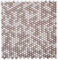White and beige 12x12 inch glossy recycled glass penny round mosaic tile sheet