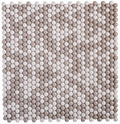 White, Beige 12x12 Glossy Recycled Glass Penny Round Mosaic tile (10 pack, 11.11 sq. ft./case) - Sample