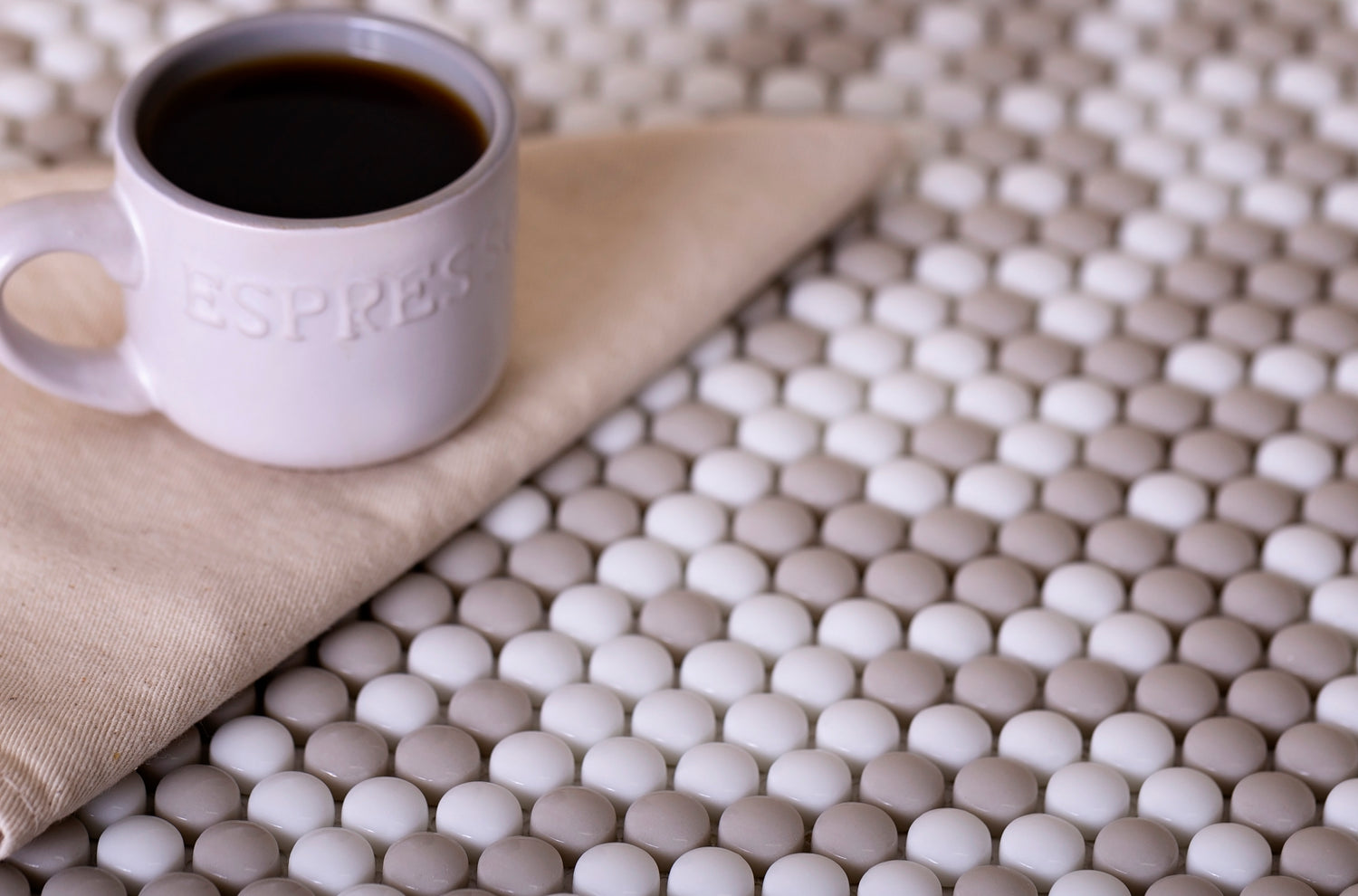 White, Beige 12x12 Glossy Recycled Glass Penny Round Mosaic tile (10 pack, 11.11 sq ft/case)