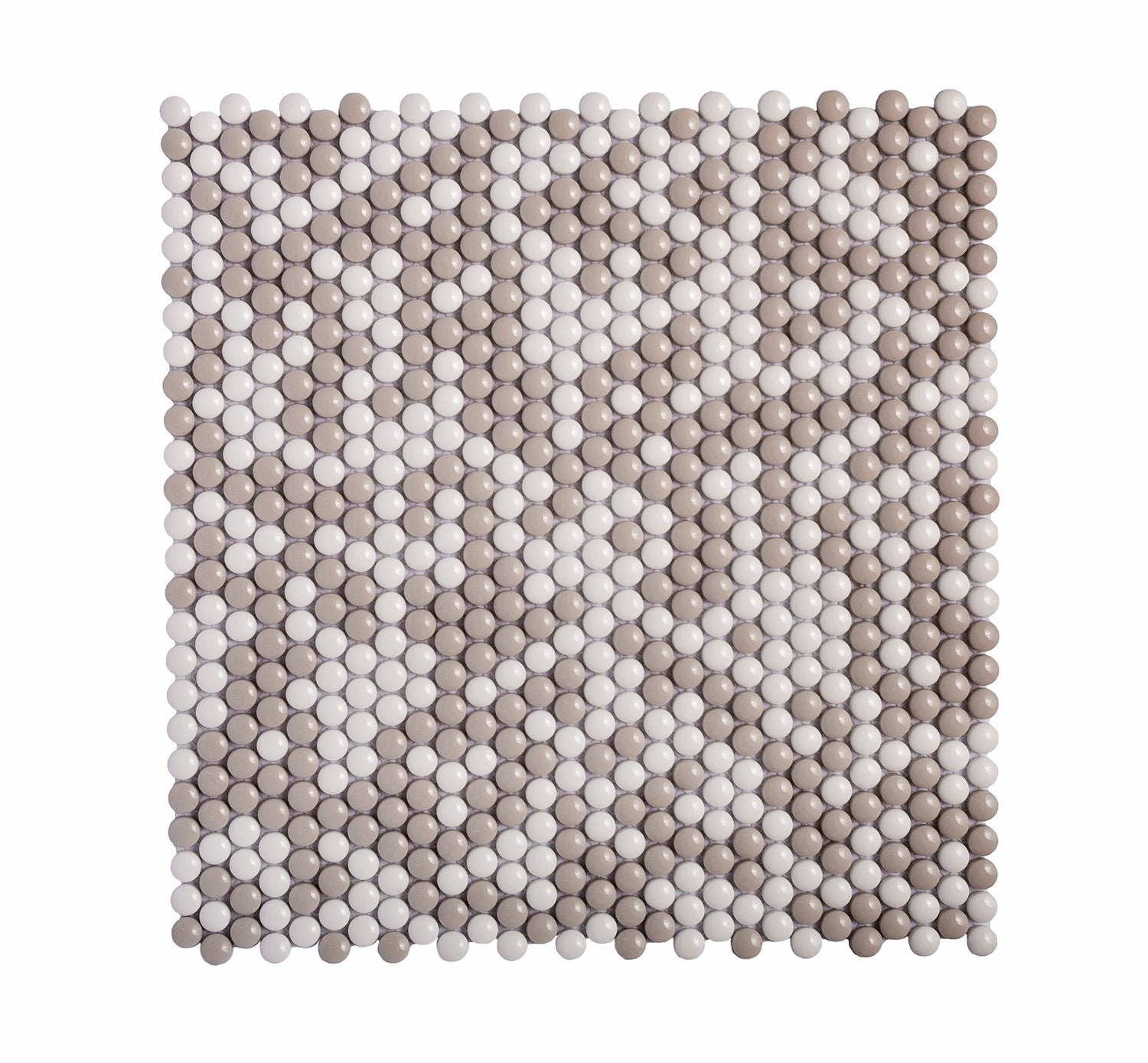 White, Beige 12x12 Glossy Recycled Glass Penny Round Mosaic tile (10 pack, 11.11 sq ft/case)