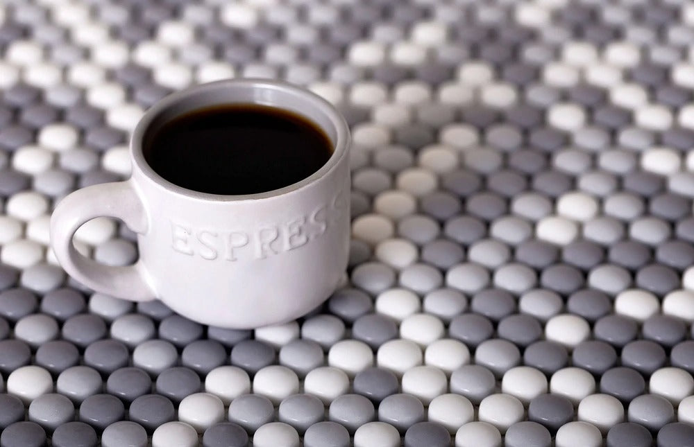 White, Gray 12x12 Glossy Recycled Glass Penny Round Mosaic tile (10 pack, 11.11 sq ft/case)