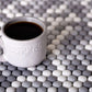 White, Gray 12x12 Glossy Recycled Glass Penny Round Mosaic tile (10 pack, 11.11 sq. ft./case) - Sample