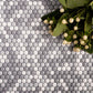 White, Gray 12x12 Glossy Recycled Glass Penny Round Mosaic tile (10 pack, 11.11 sq. ft./case) - Sample